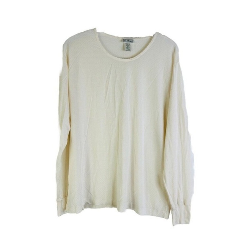 Vintage 90s L.L. Bean Silk Long Sleeve Base Layer Cream size Small